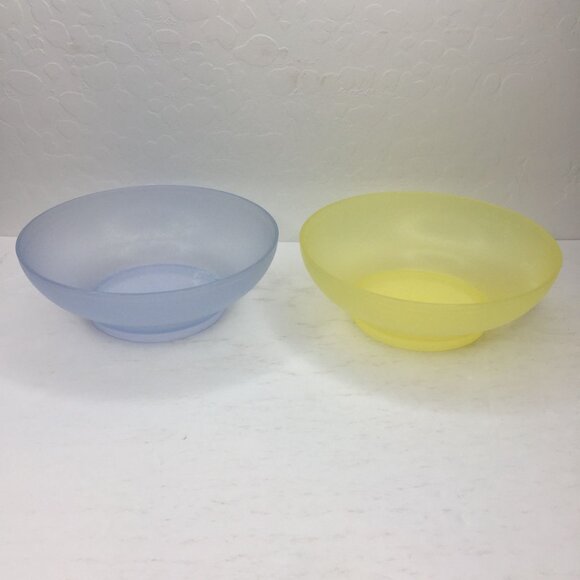 Vintage Servalier Tupperware Set 2 Cereal Bowl Blue Yellow Sunburst Lids Storage - Picture 6 of 16